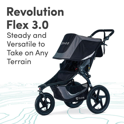 BOB Gear Revolution Flex 3.0 Duallie Jogging Stroller, Double Stroller, Graphite Black