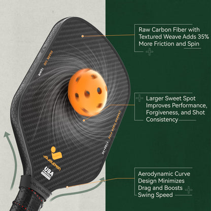 JOJOLEMON Pickleball Paddles, Carbon Fiber Pickleball Paddle with a 16mm Shark Power Polymer Core, The Pickleball Rackets Designed for Ultimate Spin & Consistency