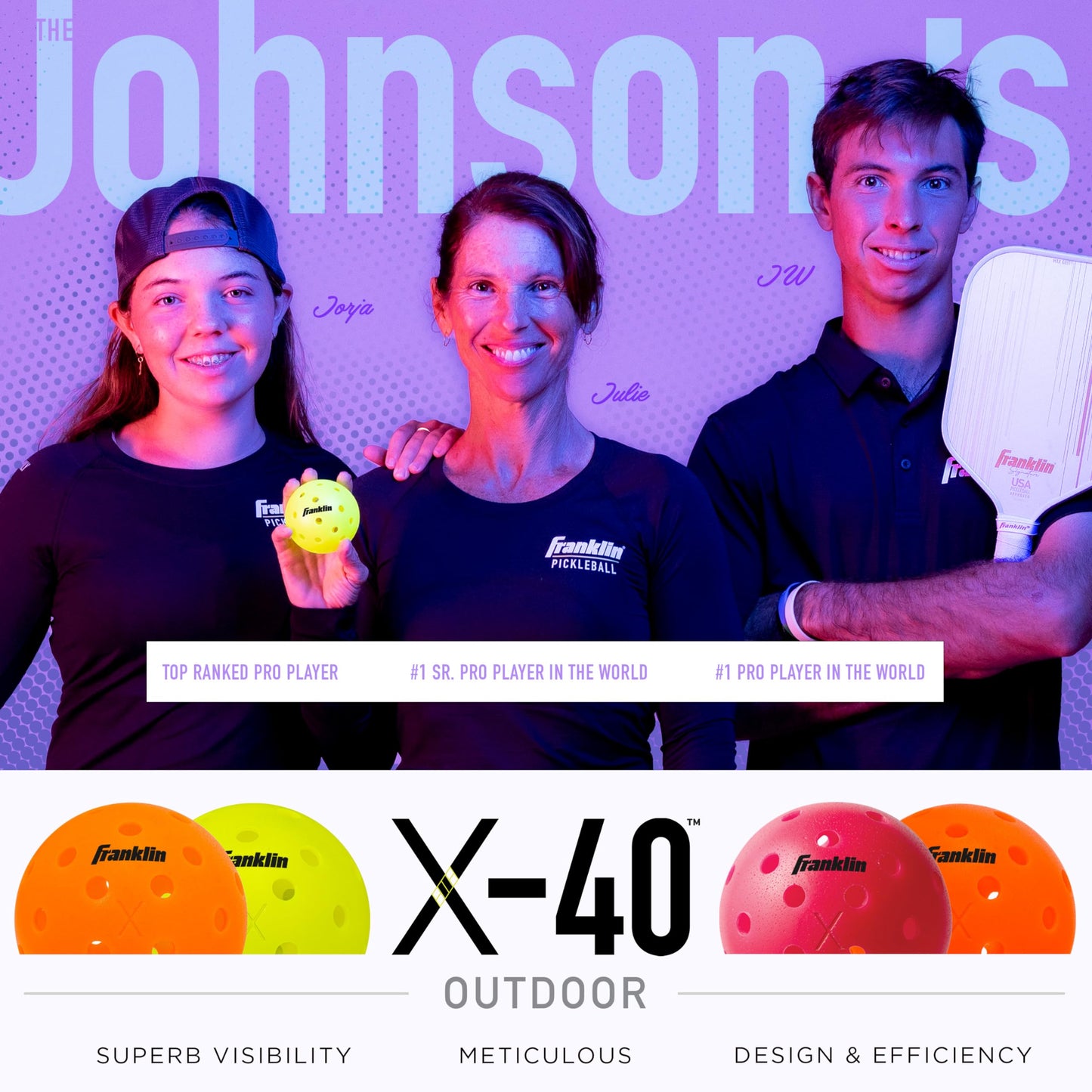 Franklin Sports X-40 Outdoor Pickleballs - Official Ball of USA Pickleball, APP Tour + US Open - Regulation Size