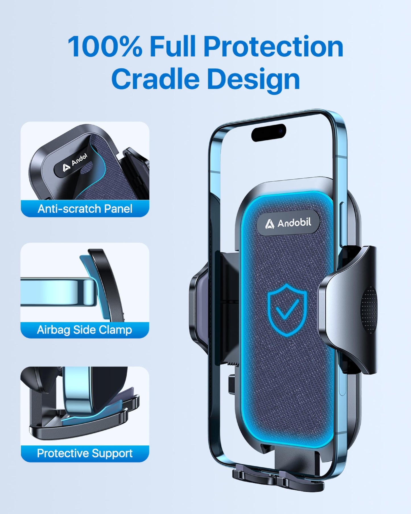 andobil Car Phone Holder, 2026 Military-Grade 89lbs Strongest Suction Phone Holders for Your Car Dashboard/Windshield/Vent Easy Clamp Car Phone Mount Stand for iPhone 17 16 15 14 13 Pro Max Samsung