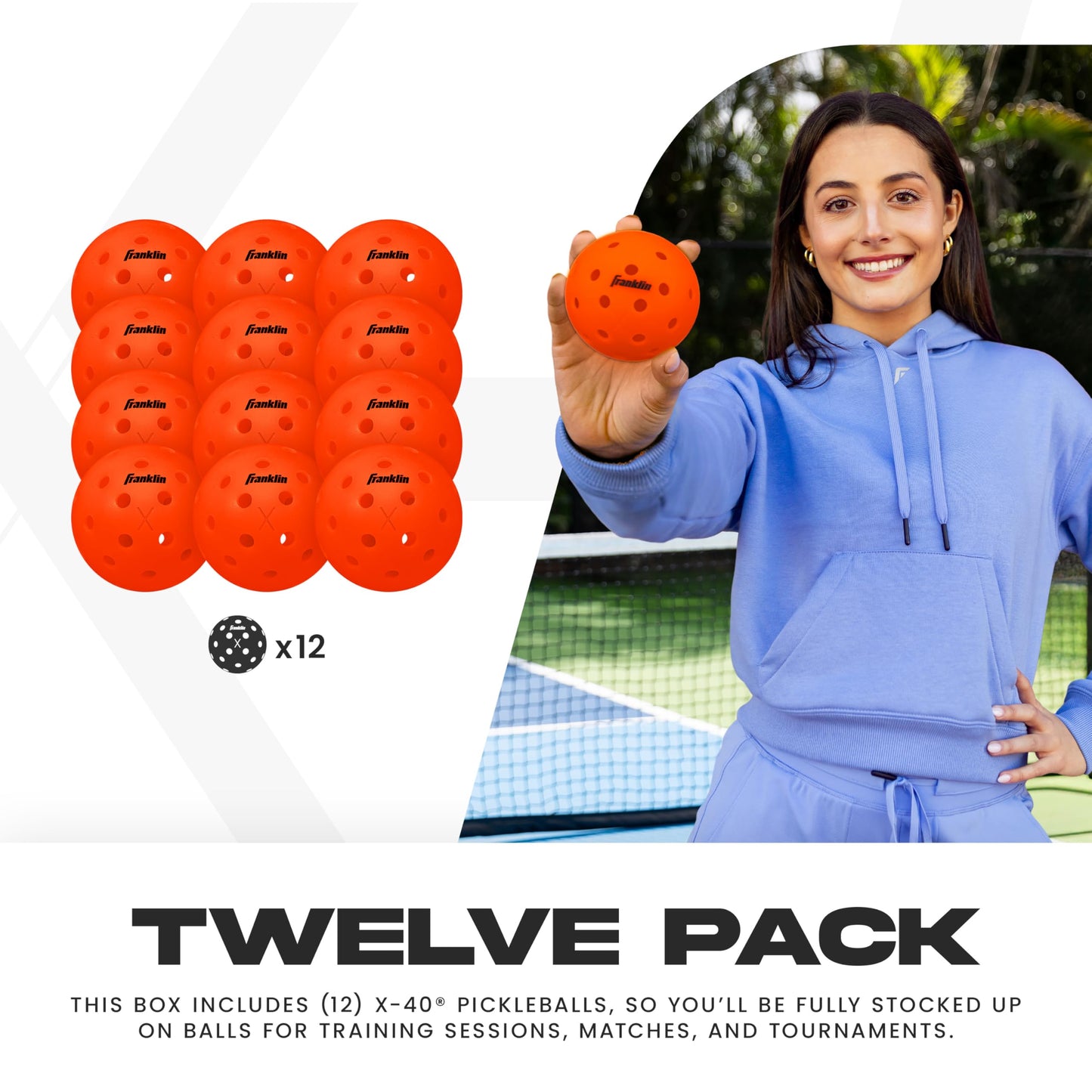 Franklin Sports X-40 Outdoor Pickleballs - Official Ball of USA Pickleball, APP Tour + US Open - Regulation Size
