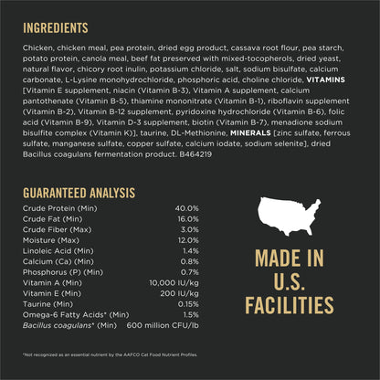 Purina Pro Plan High Protein Cat Food With Probiotics for Cats, Chicken and Rice Formula - 16 lb. Bag