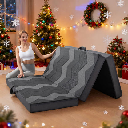 INGEROOM Trifold Mattress Queen - Memory Foam 6 inch Foldable Mattress for Camping, with Portable Handle, Non-Slip Folding Floor Bed Sofa for Guest Travel Yoga, Washable Breathable Cover
