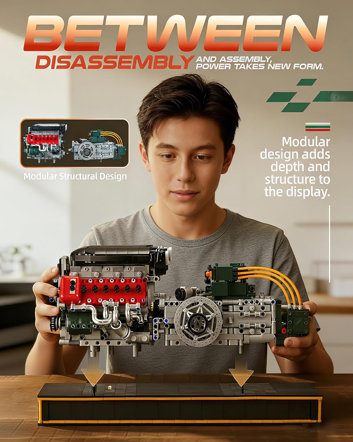 V12 Engine Model Kit That Runs, Build Your Own Mechanical Building Set with Battery Box and Motor, 2322PCS STEM Technic Toy for Adults Teens Age 14+
