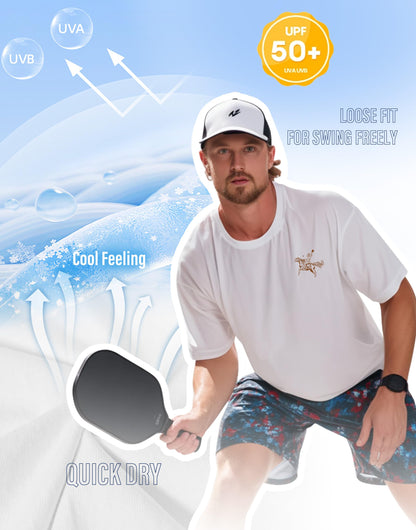Pickleball Shirts for Men - UPF 50+ Quick Dry Performance Tee Short Sleeve T-Shirt for Pickleball Players
