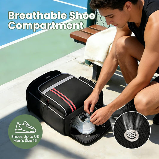 Ytonet Pickleball Bag Fits 4 to 8 Paddles, Large Capacity Pickleball Backpack with Shoe Compartment, Pickleball Paddle Bag Accessories Gifts for Men, Black