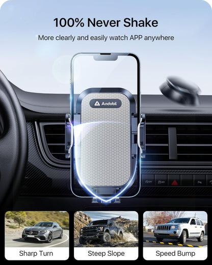 andobil Car Phone Holder, 2026 Military-Grade 89lbs Strongest Suction Phone Holders for Your Car Dashboard/Windshield/Vent Easy Clamp Car Phone Mount Stand for iPhone 17 16 15 14 13 Pro Max Samsung