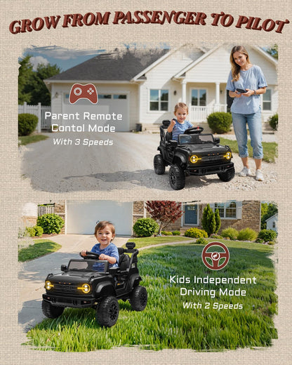 First Ride On 24V Ride on Toys for Big Kids, Licensed Ford Bronco Raptor 2 Seater Ride on Cars with Remote Control, Ride on Truck w/ 4-Wheeler Suspension, 3 Speeds, Led Lights, Bluetooth (24V, Pink) | First Ride On, 24V, for Big Kids, 2 Seater, with Remot
