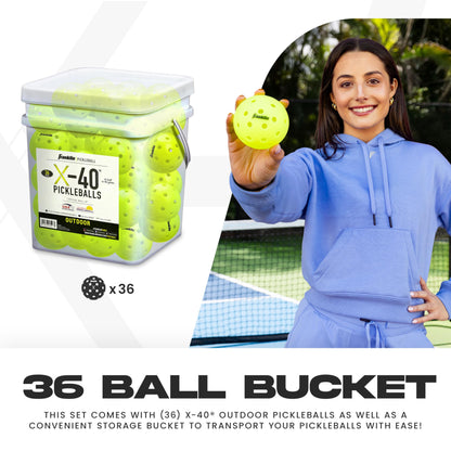 Franklin Sports X-40 Outdoor Pickleballs - Official Ball of USA Pickleball, APP Tour + US Open - Regulation Size