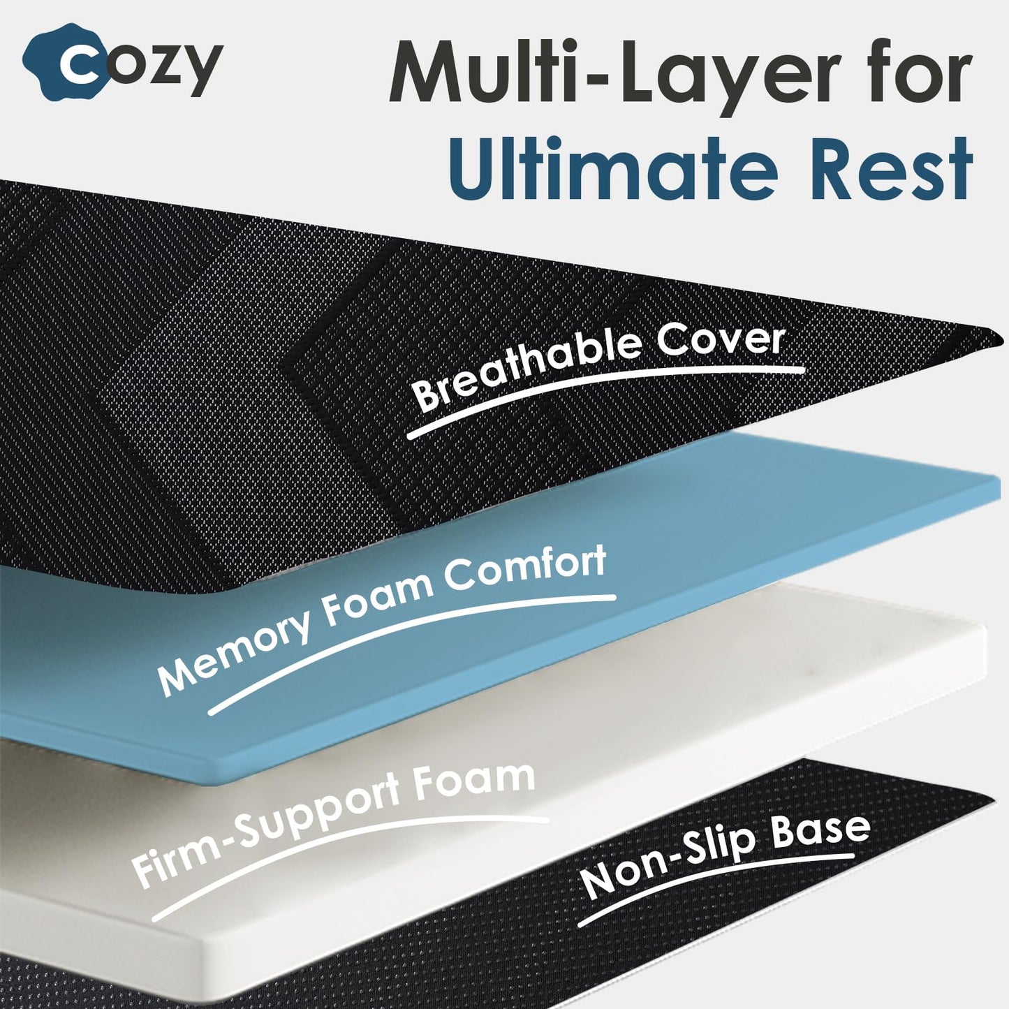 INGEROOM Trifold Mattress Queen - Memory Foam 6 inch Foldable Mattress for Camping, with Portable Handle, Non-Slip Folding Floor Bed Sofa for Guest Travel Yoga, Washable Breathable Cover