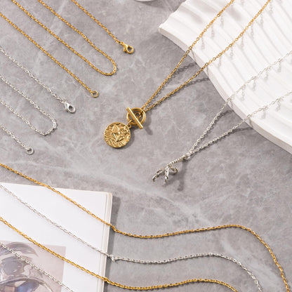 Lemonkey 24 Pack Necklace Chains Bulk,Gold and Silver Plated DIY Cable Link Chains for Jewelry Making 18 Inches