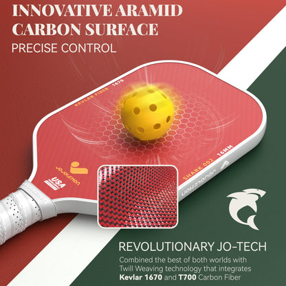 JOJOLEMON Pickleball Paddles, Carbon Fiber Pickleball Paddle with a 16mm Shark Power Polymer Core, The Pickleball Rackets Designed for Ultimate Spin & Consistency