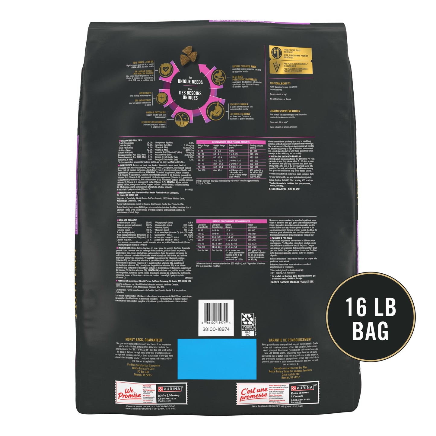 Purina Pro Plan Sensitive Skin and Stomach Dog Food Small Breed, Adult Salmon & Rice Formula - 4 lb. Bag