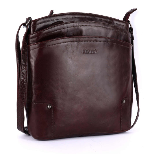 Terry Large Soft Real Leather Womens Crossbody Handbags and Purses-Triple Zip Premium Sling Crossover Shoulder Bag