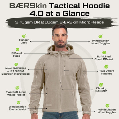 Baerskin Tactical Hoodie Jacket for Men 4.0 - Military Style Fleece Sweater for Cold, Rain, Wind or Snow