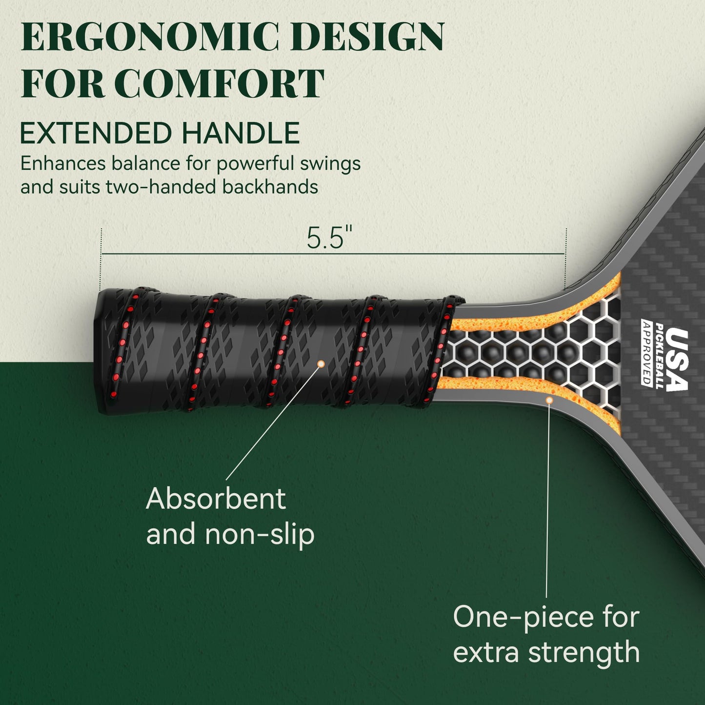 JOJOLEMON Pickleball Paddles, Carbon Fiber Pickleball Paddle with a 16mm Shark Power Polymer Core, The Pickleball Rackets Designed for Ultimate Spin & Consistency