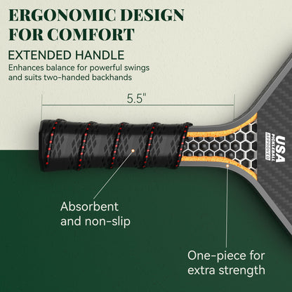 JOJOLEMON Pickleball Paddles, Carbon Fiber Pickleball Paddle with a 16mm Shark Power Polymer Core, The Pickleball Rackets Designed for Ultimate Spin & Consistency