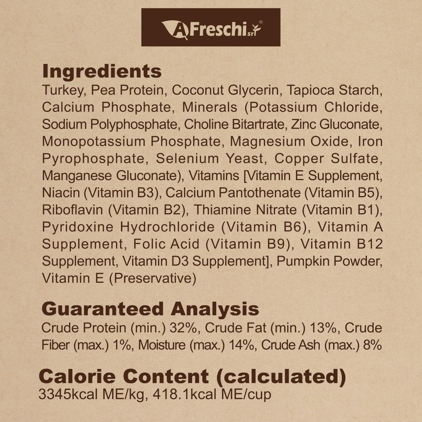 AFreschi Air-Dried Dog Food Turkey Recipe 2.2 lb, All-Natural, Complete & Balanced, Single-Animal Protein, Grain-Free, High-Protein, Limited Ingredients
