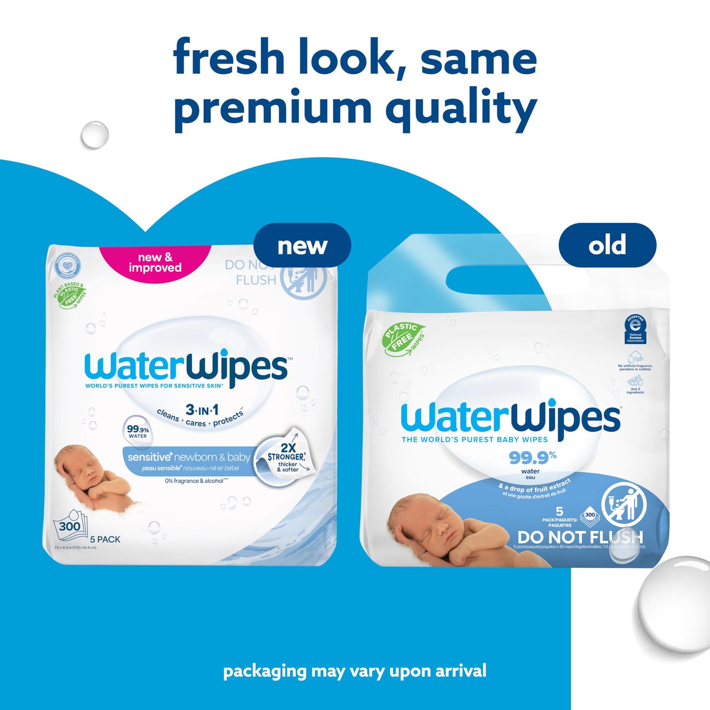 WaterWipes Sensitive+ Newborn & Baby Wipes, 3-In-1 Cleans, Cares, Protects, 99.9% Water, Unscented & Hypoallergenic, 720 Count (12 Packs)
