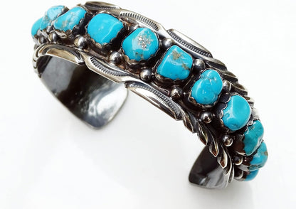 sterling silver Native American cuff bracelet genuine turquoise gemstones