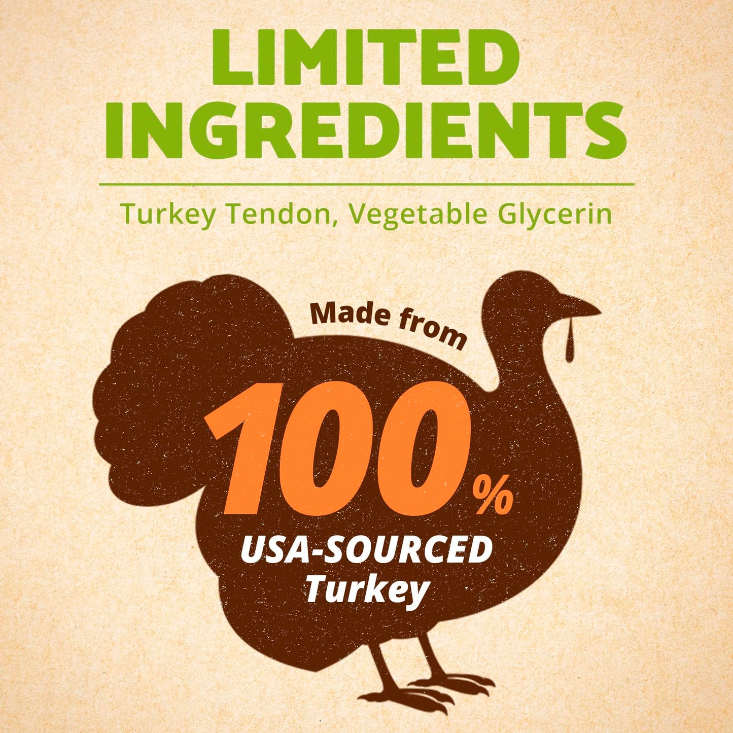 AFreschi Turkey Tendons for Dogs, USA-Sourced, Healthy Dog Treats, Rawhide-Free Puppy Chews, Long Lasting, All Natural, Hypoallergenic Dog Treats for Large Breeds, 1 Count Pack Bone (L)