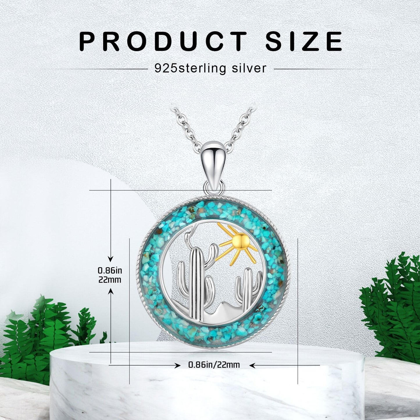 Midir&Etain Western Necklace 925 Sterling Silver Turquoise Pendant Highland Cow/Cow Skull/Hat/Tag/Cactus/Boot Cowgirl Country Jewelry for Women Men