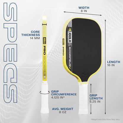 JOOLA Pro V Pickleball Paddle - 14mm/16mm - Raw Carbon Fiber Textured Surface - Enhanced Frame & Propulsion Core, USAPA & UPA-A Certified, NFC Chip Enabled, Premium Control & Lightweight Performance