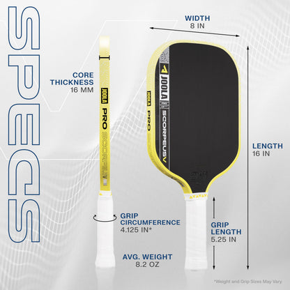 JOOLA Pro V Pickleball Paddle - 14mm/16mm - Raw Carbon Fiber Textured Surface - Enhanced Frame & Propulsion Core, USAPA & UPA-A Certified, NFC Chip Enabled, Premium Control & Lightweight Performance