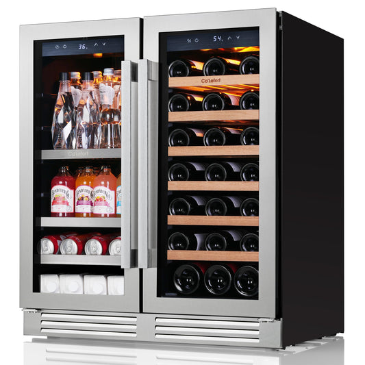 Ca'Lefort Beverage Refrigerator Cooler - 24 Inch Beverage Fridge Under Counter 180 Can with Glass Door, Freestanding or Built-in with 3 Color LED, Drink Cooler for Beer Soda or Wine (Right-Hinged) You'll love this in your family entertainment movie room.