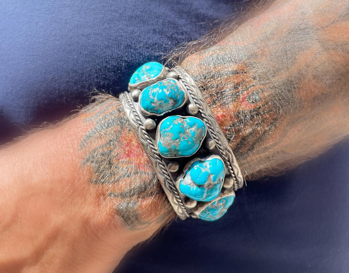 big mens cuff silver turquoise, Navajo cuff bracelet Kingman turquoise cuff, turquoise cuff bracelet silver, Native American pawn jewelry