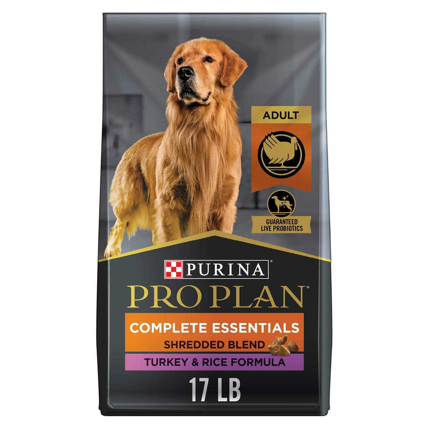 Purina Pro Plan Complete Essentials Shredded Blend Salmon and Rice Dog Food Dry Formula with Probiotics for Dogs - 33 lb. Bag
