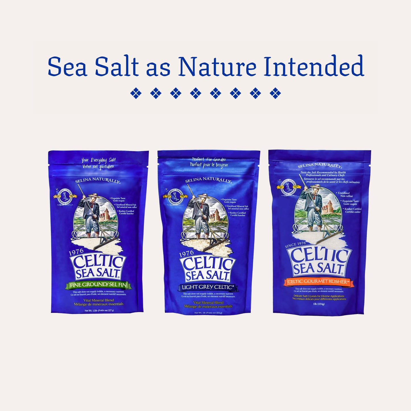 Celtic Sea Salt Fine Ground – Natural Mineral Salt, Sustainably Harvested, GMP Certified, Lab Tested – Baking, Cooking, Seasoning, Everyday Use – ½ Pound Resealable Bag