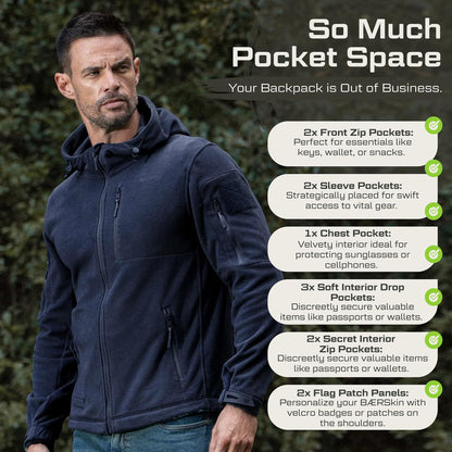 Baerskin Tactical Hoodie Jacket for Men 4.0 - Military Style Fleece Sweater for Cold, Rain, Wind or Snow