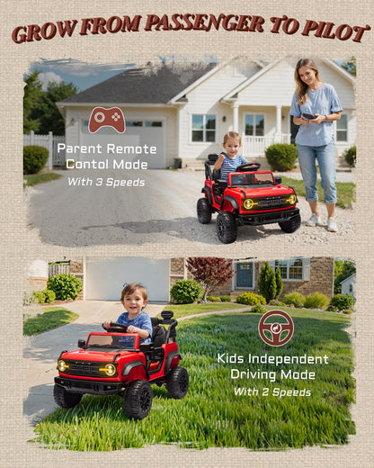 First Ride On 24V Ride on Toys for Big Kids, Licensed Ford Bronco Raptor 2 Seater Ride on Cars with Remote Control, Ride on Truck w/ 4-Wheeler Suspension, 3 Speeds, Led Lights, Bluetooth (24V, Pink) | First Ride On, 24V, for Big Kids, 2 Seater, with Remot