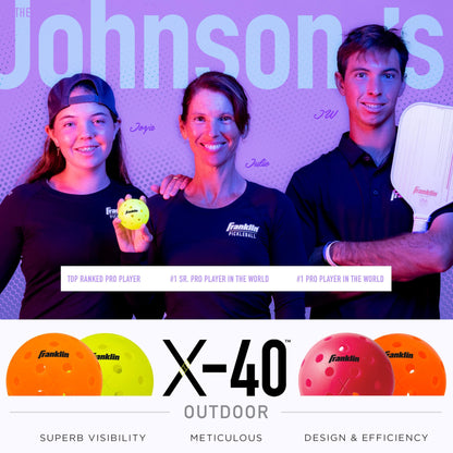 Franklin Sports X-40 Outdoor Pickleballs - Official Ball of USA Pickleball, APP Tour + US Open - Regulation Size