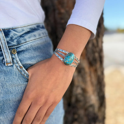 Turquoise Bracelet Sterling Silver 925 Genuine Gemstones