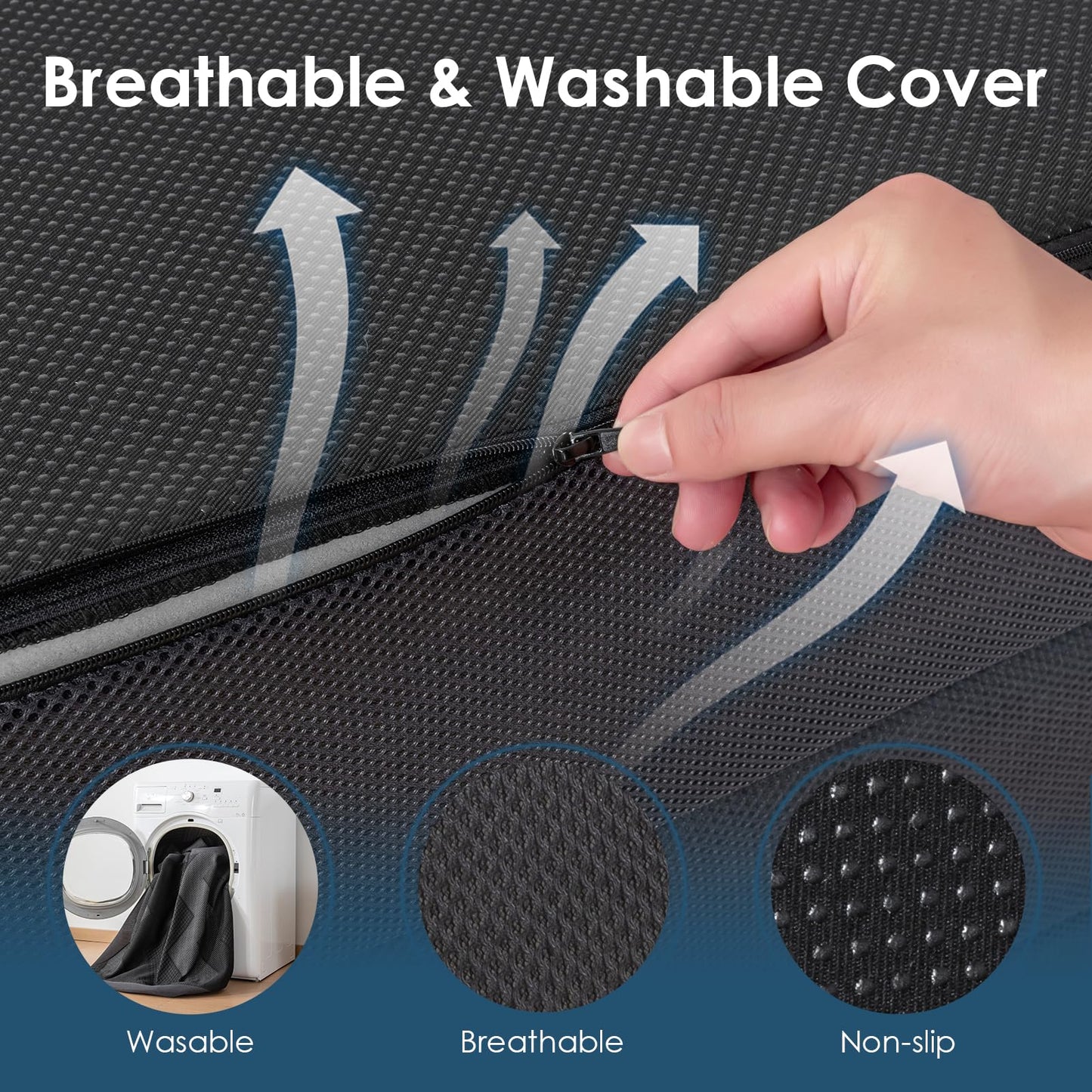 INGEROOM Trifold Mattress Queen - Memory Foam 6 inch Foldable Mattress for Camping, with Portable Handle, Non-Slip Folding Floor Bed Sofa for Guest Travel Yoga, Washable Breathable Cover