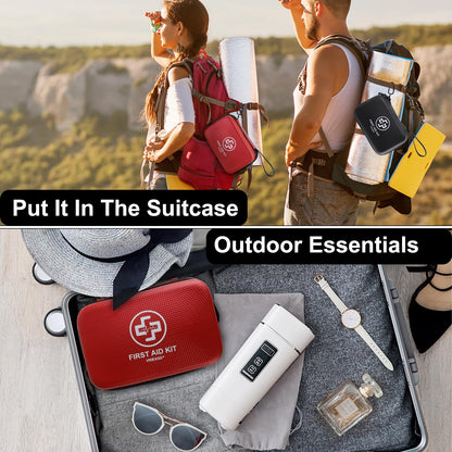 Premium First Aid Kit, 320 Piece Waterproof Hard Shell Eva First Aid Kit for Home, Camping, Cars, Hiking, Travel, Businesses & Outdoor Emergencies - Emergency Medical Kits (Red)