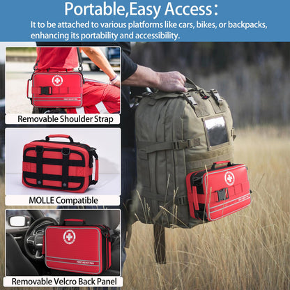 Besst Survivor Premium First Aid Kit - Waterproof Molle Medical Bag with Color-Coded Compartments, with Israeli Bandage, Rescue Blanket & CPR Mask for Home, Car, Hiking, Camping & Outdoor Emergencies
