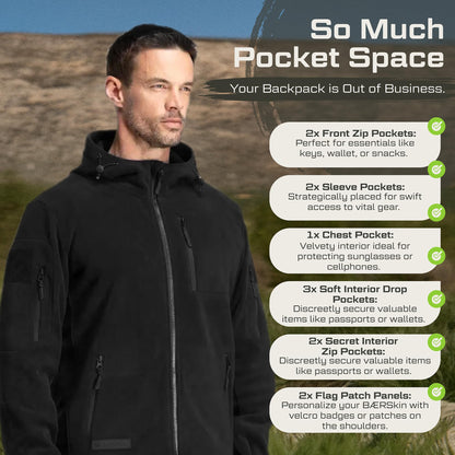 Baerskin Tactical Hoodie Jacket for Men 4.0 - Military Style Fleece Sweater for Cold, Rain, Wind or Snow