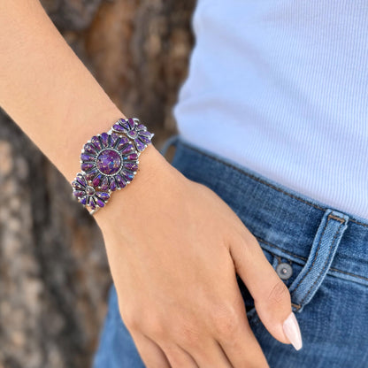 Turquoise Network Southwest Style Genuine Gemstones 925 Sterling Silver Cluster Bracelet