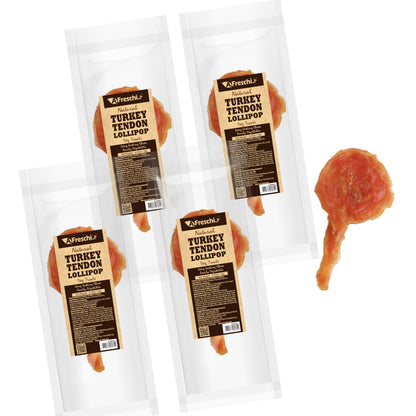 A Freschi srl Turkey Tendons for Dogs, USA-Sourced, Healthy Dog Treats, Rawhide-Free Puppy Chews, Long Lasting, All Natural, Hypoallergenic Dog Treats for Small Breeds, 40 Count Box Bone (S)