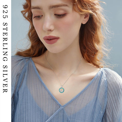 Midir&Etain Western Necklace 925 Sterling Silver Turquoise Pendant Highland Cow/Cow Skull/Hat/Tag/Cactus/Boot Cowgirl Country Jewelry for Women Men