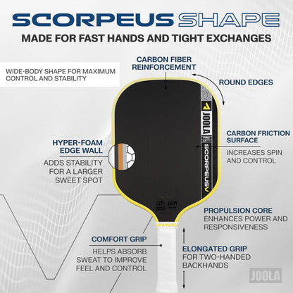 JOOLA Pro V Pickleball Paddle - 14mm/16mm - Raw Carbon Fiber Textured Surface - Enhanced Frame & Propulsion Core, USAPA & UPA-A Certified, NFC Chip Enabled, Premium Control & Lightweight Performance