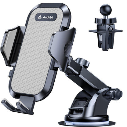 andobil Car Phone Holder, 2026 Military-Grade 89lbs Strongest Suction Phone Holders for Your Car Dashboard/Windshield/Vent Easy Clamp Car Phone Mount Stand for iPhone 17 16 15 14 13 Pro Max Samsung
