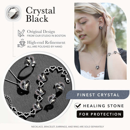 Leafael Infinity Love Heart Link Bracelets, Birthstone or Healing Stone Crystal Bracelet for Women, Silver Tone Jewelry Gifts for Her, 7-inch Chain and 2-inch Extender