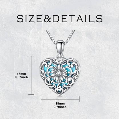 Sunflower Locket Necklace for Women S925 Sterling Silver Sunflower Custom Lockets Necklace That Holds Pictures Jewelry Birthday Gifts