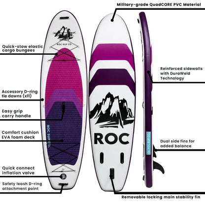 Roc Inflatable Stand Up Paddle Board 10' 6" with Premium SUP Paddle Board Accessories, Wide Stable Design, Non-Slip Comfort Deck for Youth & Adults