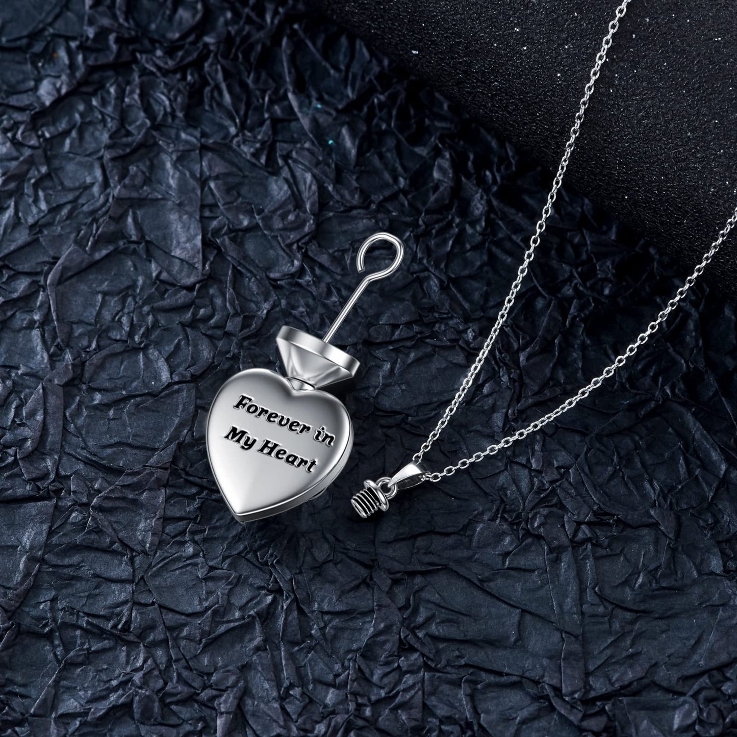 TOUPOP Hummingbird Urn Necklace for Ashes 925 Sterling Silver Heart Cremation Jewelry Keepsake Pendant with Funnel Filler Memorial Christmas Gifts for Women Mom Wife