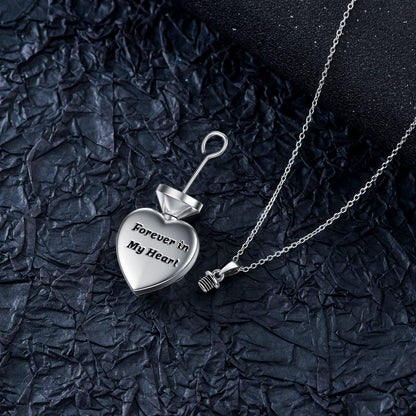 TOUPOP Hummingbird Urn Necklace for Ashes 925 Sterling Silver Heart Cremation Jewelry Keepsake Pendant with Funnel Filler Memorial Christmas Gifts for Women Mom Wife